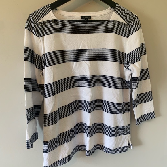 Talbots Sweaters - Talbots / Navy + White / 3/4 Sleeve / Sweater